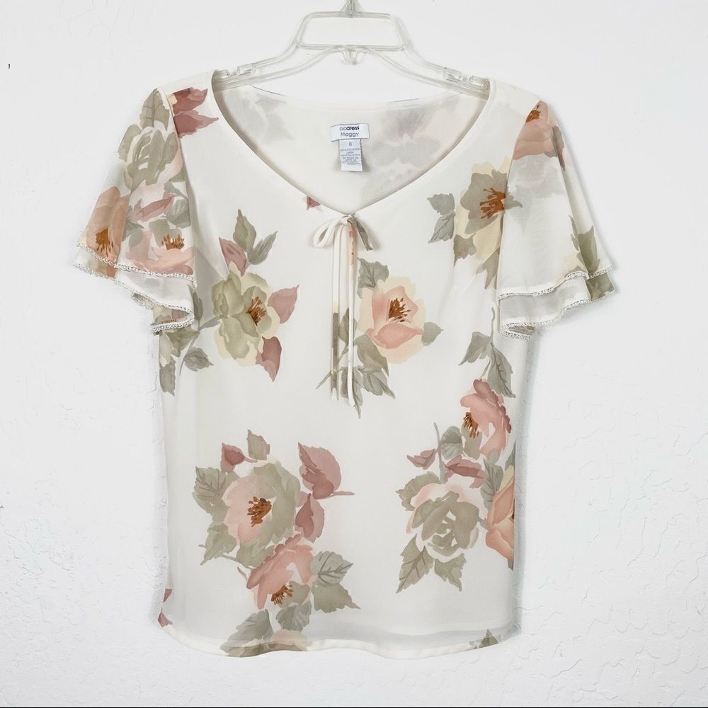Address Maggy Ivory Floral Flutter Sleeve Blouse